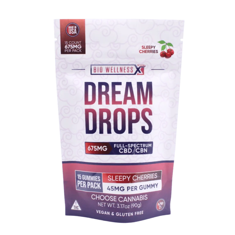 Dream-Drops - Full Spectrum CBN Gummies - Front - 15ct - Cherry