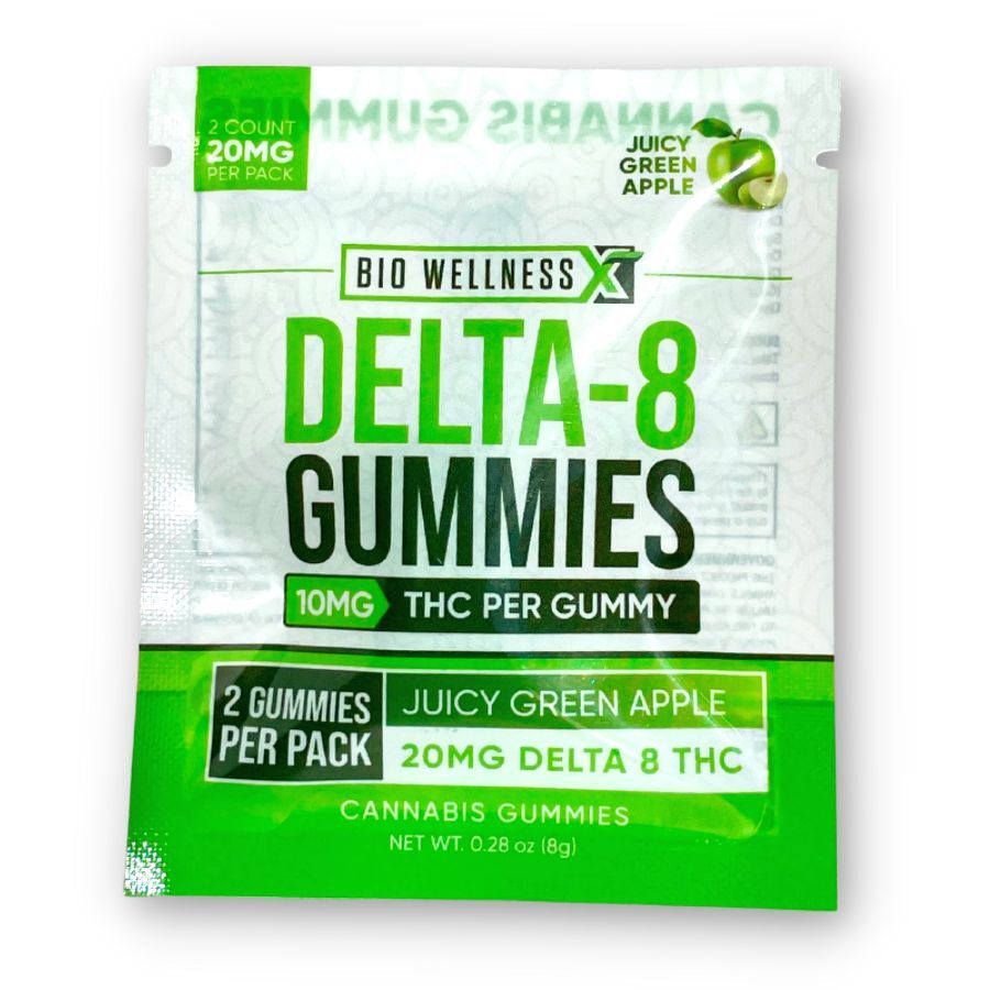 Delta 8 Gummies 10mg THC Per Gummy 2-Pack Green Apple