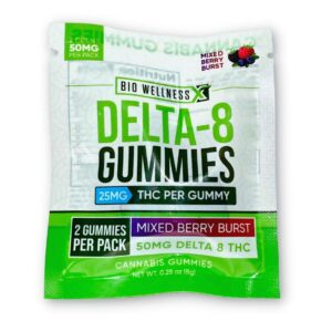 Delta 8 Gummies 25mg THC Per Gummy 2-Pack Mixed Berries