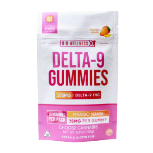 25mg Delta 9 THC Gummies - 15 count - mango - front