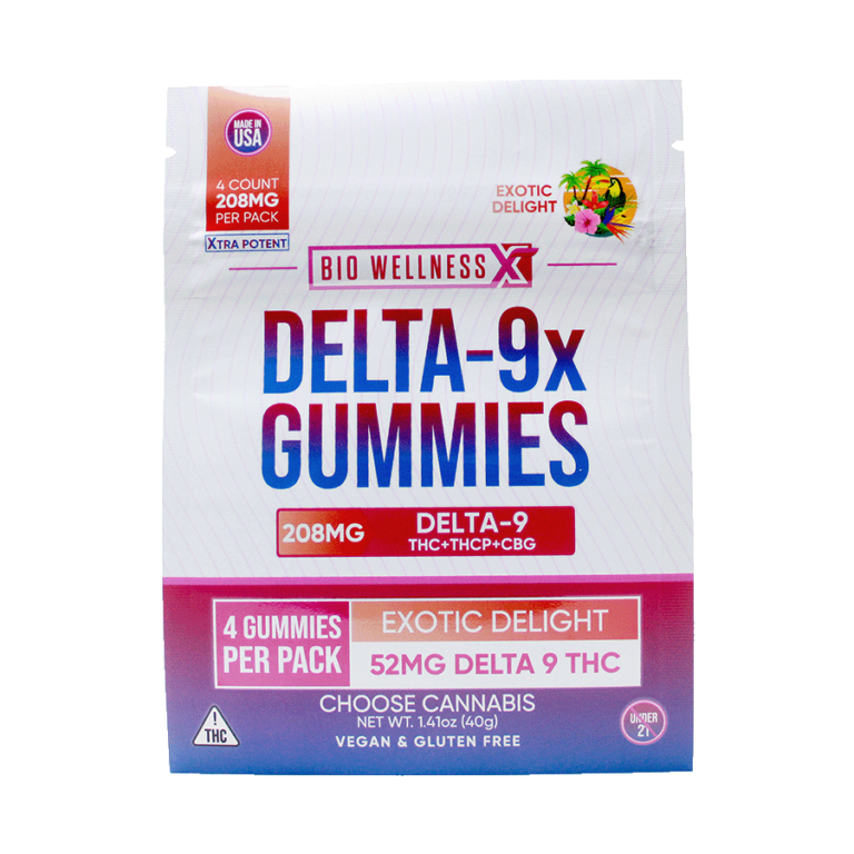 Delta-9 THC Gummies + THCp + CBG 4 count bag - front