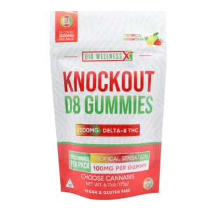 Delta-8 THC Gummies 100mg - Knockout Gummies - Front - 25ct - Tropical