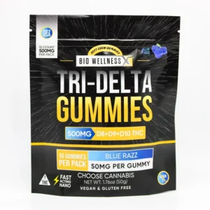 Tri-Delta Gummies - Delta 8, Delta 9, Delta 10 Gummies - Blue Razz - 10 ct