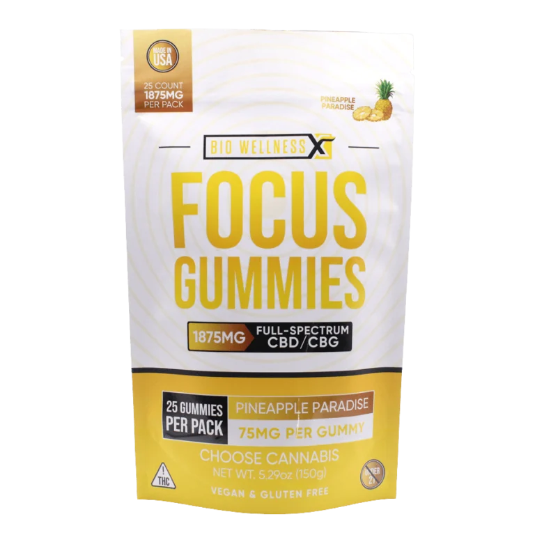 Focus Gummies -Front - 25ct -Pineapple